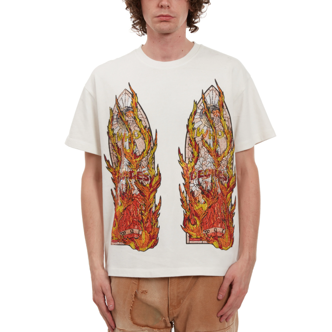 RHINESTONE FLAME GLASS JERSEY WHITE