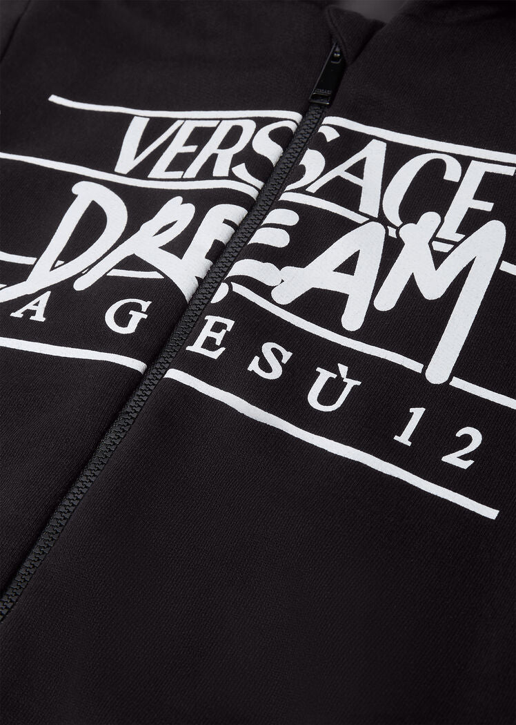 VERSACE DREAM LOGO KIDS HOODIE BLK/WHT
