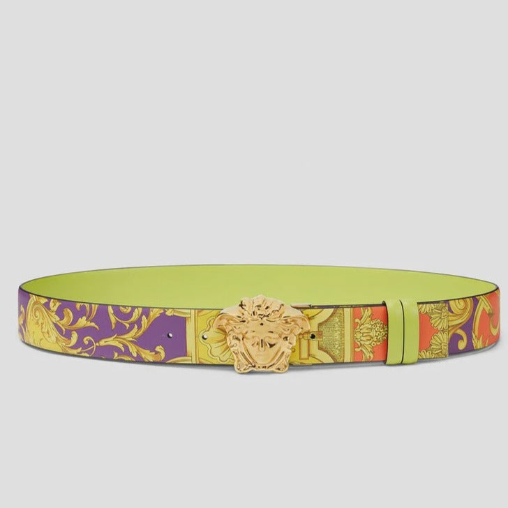 VERSACE LA MEDUSA ROYAL REBELLION BELT OARK ORCHID SUN CITRON