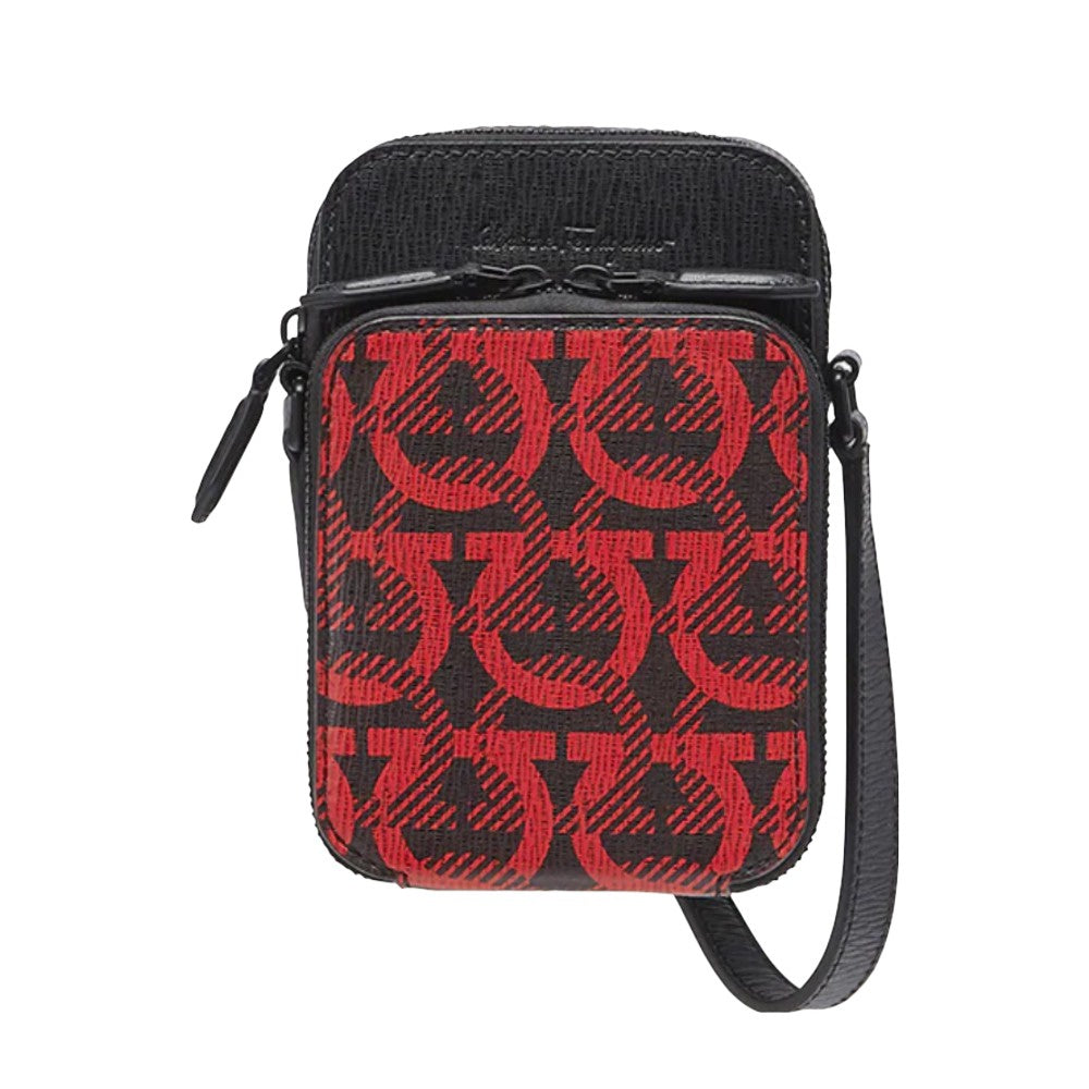 SALVATORE FERRAGAMO GANCINI CROSS BODY BAG RED-BLACK