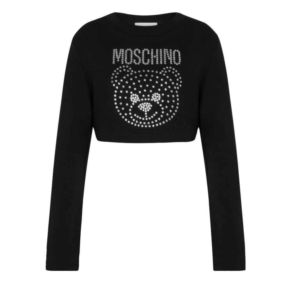 MOSCHINO CRYSTAL TEDDY CROPPED SWEATSHIRT