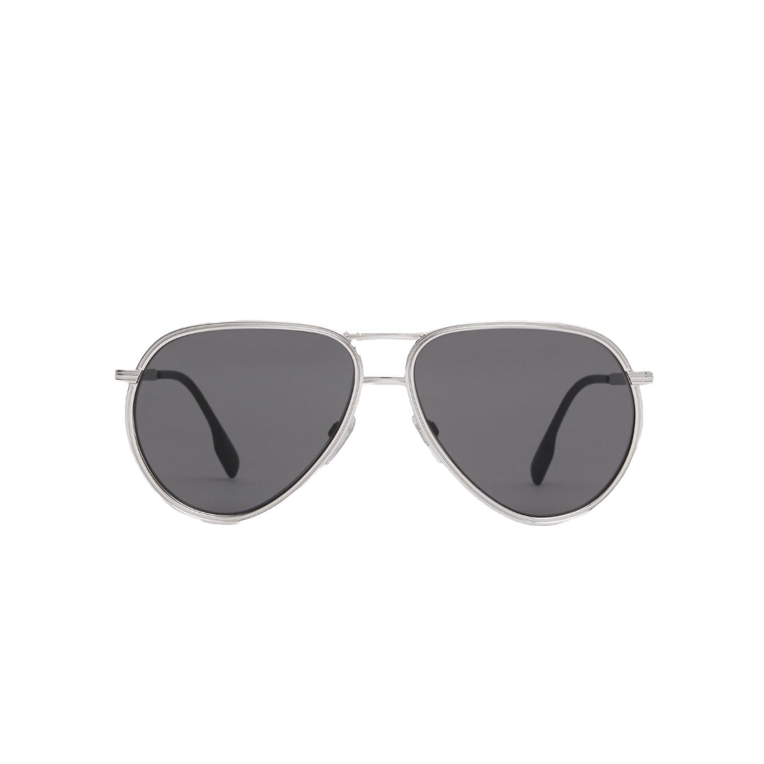 BURBERRY CARMEN PILOT SUNGLASSES SILVER DARK/GREY