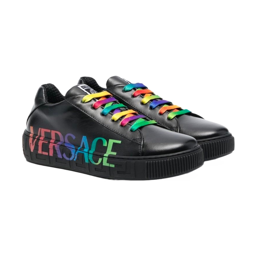 KIDS VERSACE RAINBOW LOGO SNEAKERS BLACK/MULTICOLOR