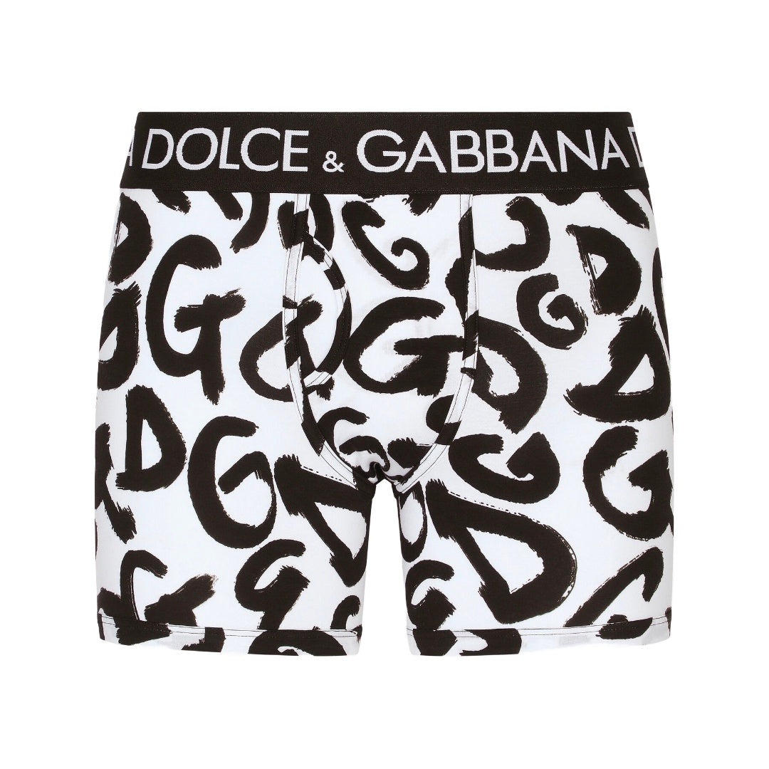 DOLCE & GABBANA LONG -LEG WITH DG PRINT WHITE/BLACK