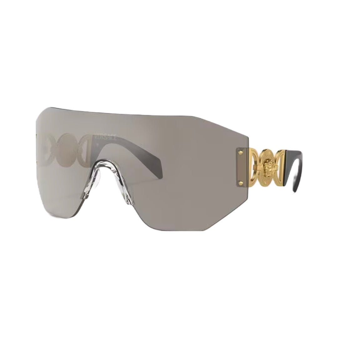 VERSACE MEDUSA BIGGIE MASK SUNGLASSES GREY MIRROR SILVER