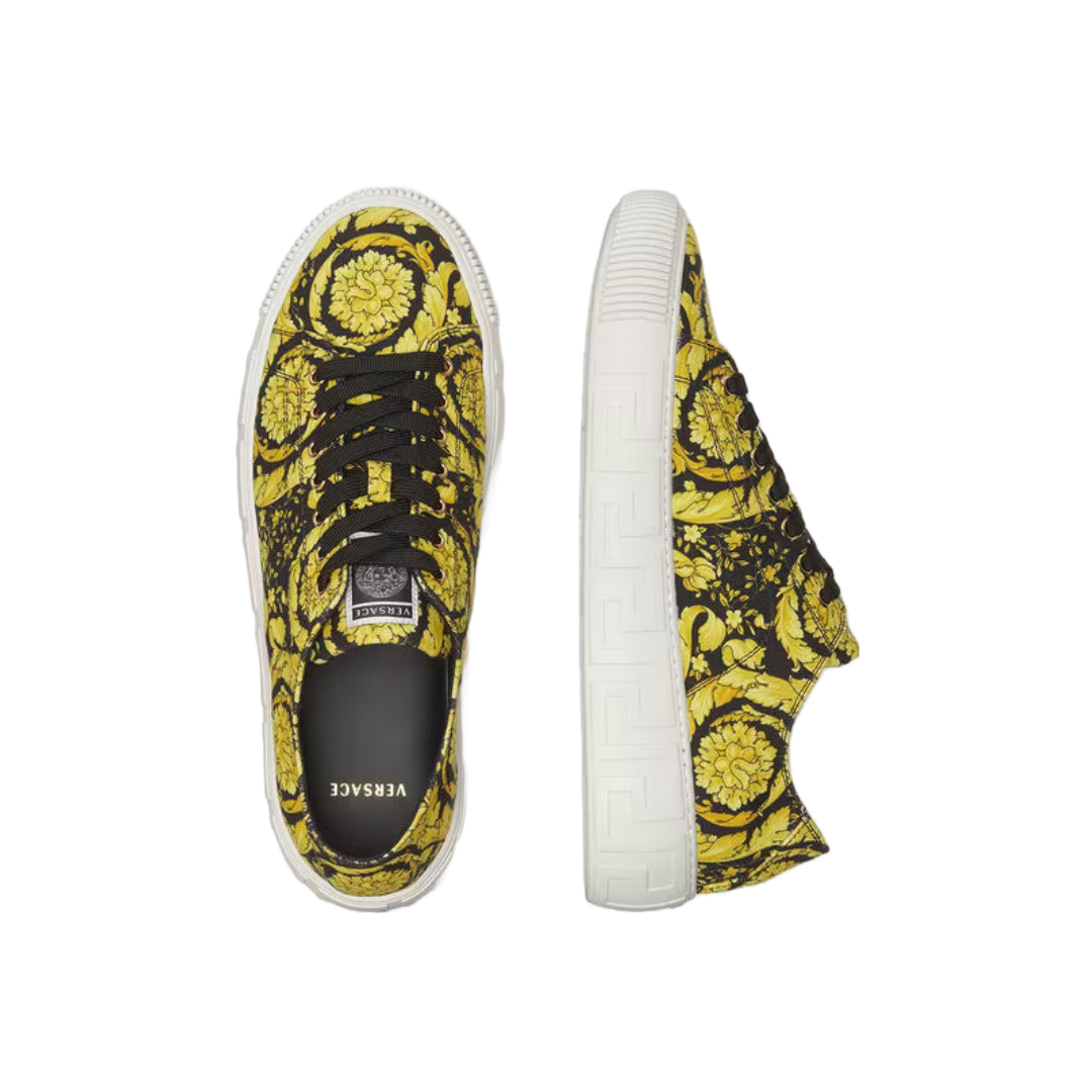 VERSACE WOMENS GRECA BAROCCO SNEAKERS GOLD/BLACK