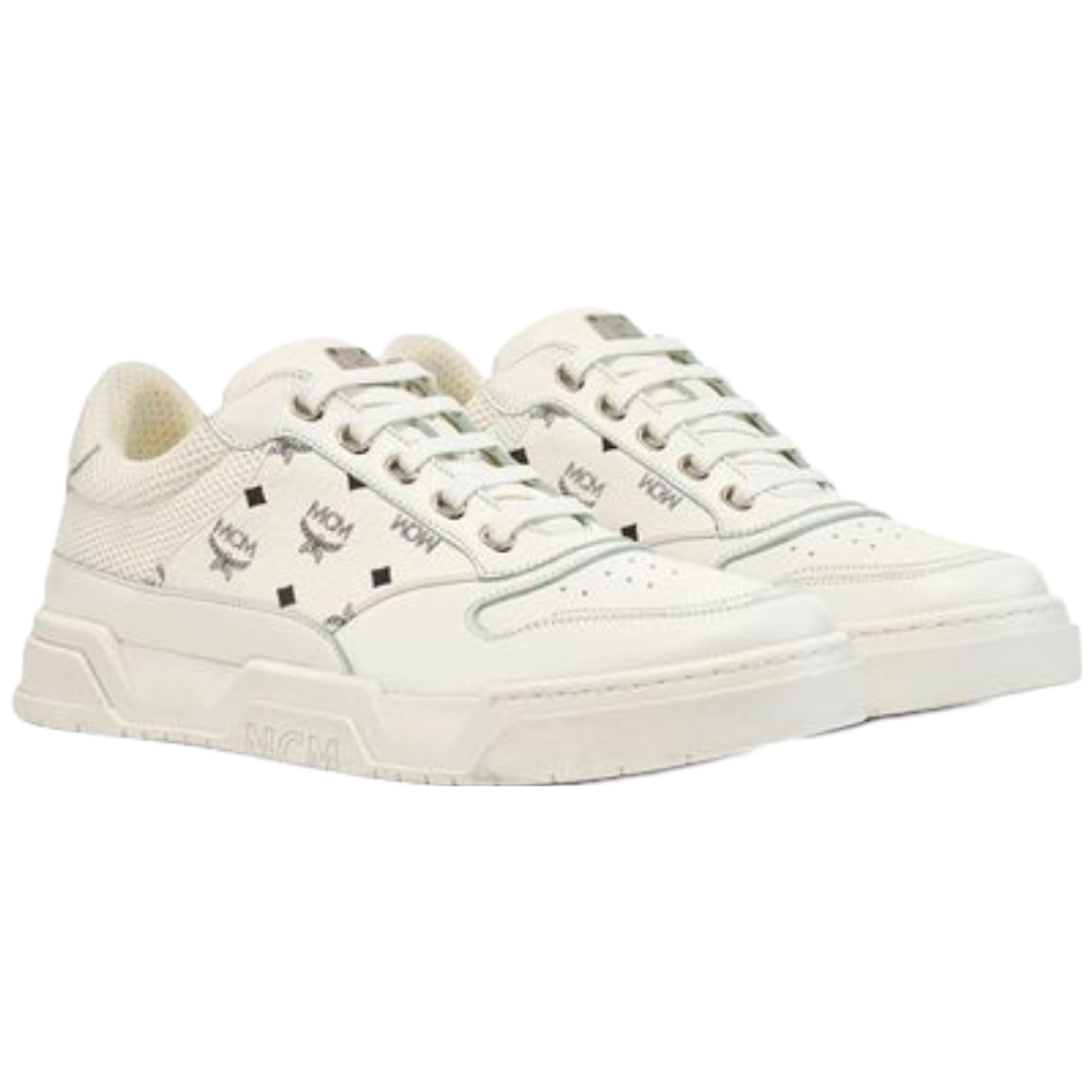 MCM MENS SKYWARD VISETOS BASKETBALL SNEAKERS WHITE/BLACK