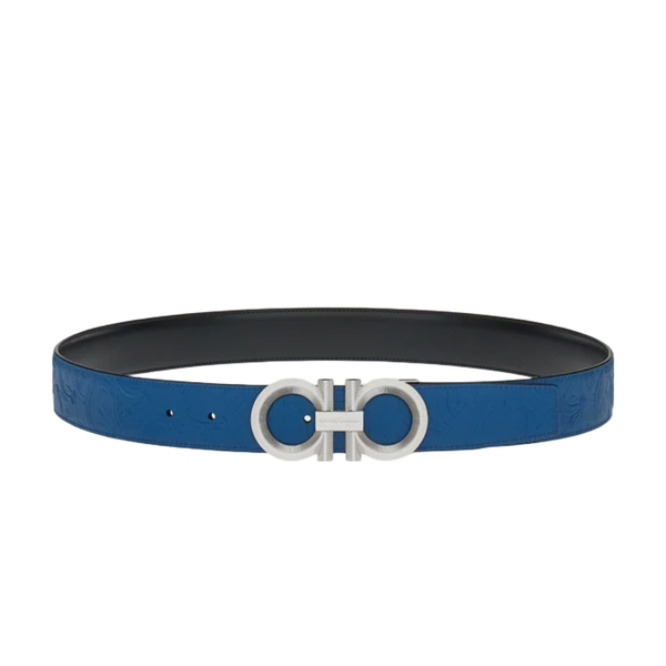 SALVATORE FERRAGAMO REVERSIBLE AND ADJUSTABLE GANCINI BELT DENIM/BLACK –  Enzo Clothing Store