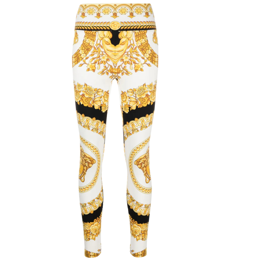 VERSACE WOMENS BARACCO PRINT HIGH RISE LEGGINGS