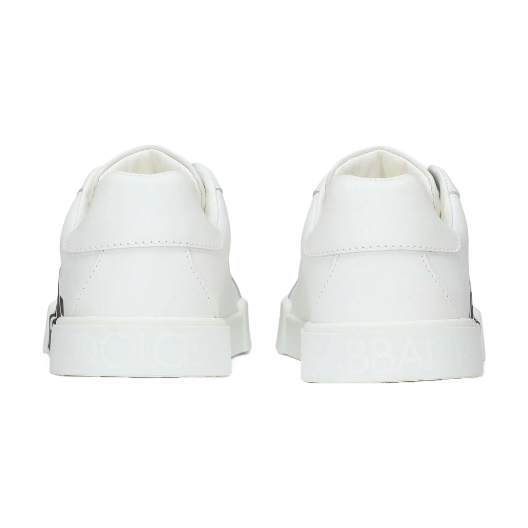 DOLCE & GABBANA KIDS PORTOFINO LIGHT SNEAKER WITH DG LOGO WHITE/BLACK