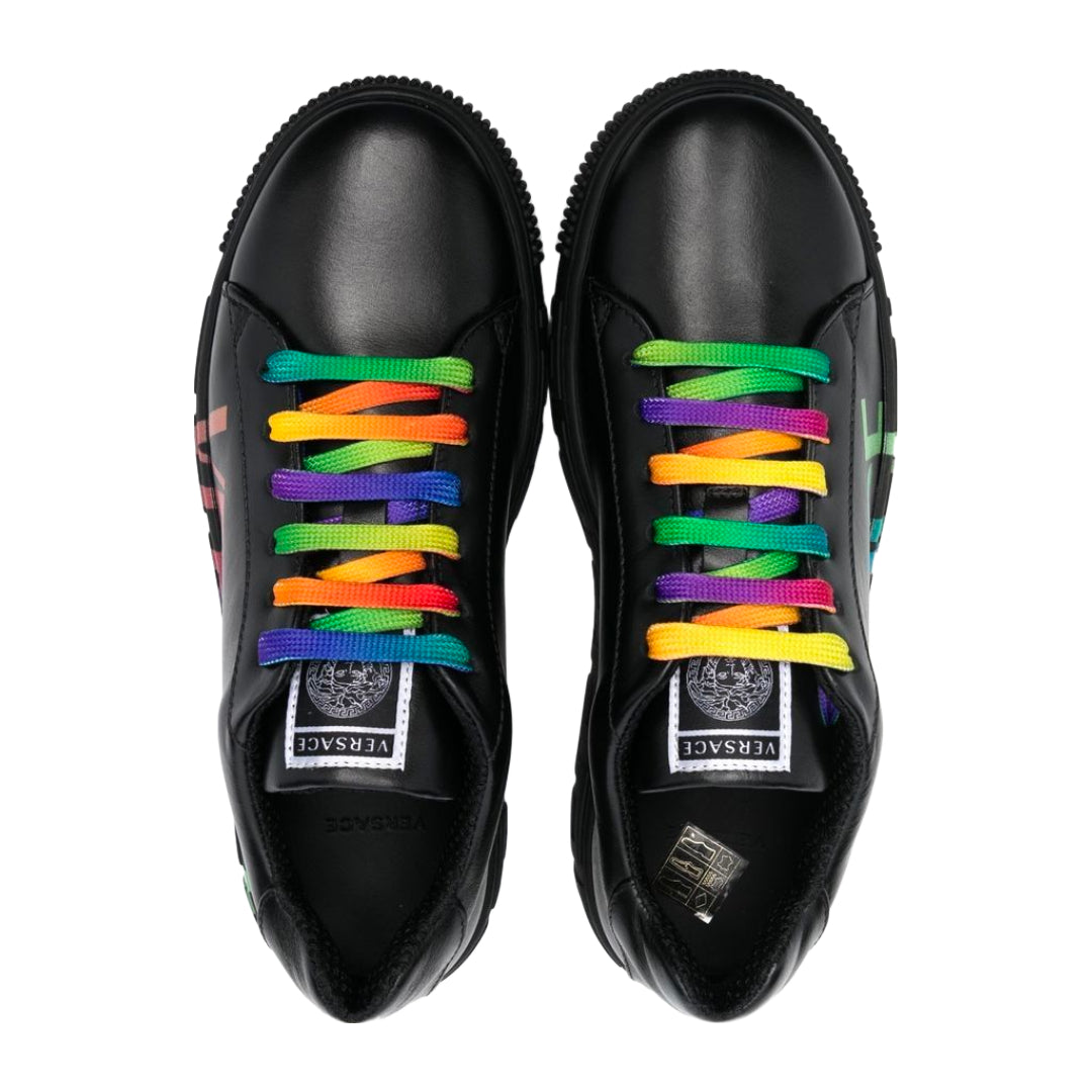 KIDS VERSACE RAINBOW LOGO SNEAKERS BLACK/MULTICOLOR