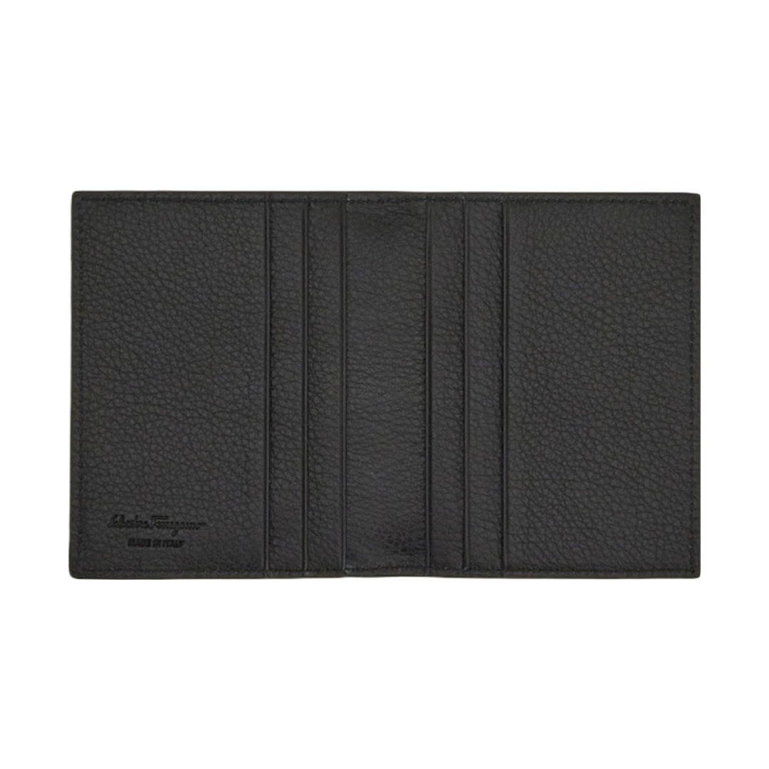 SALVATORE FERRAGAMO GANCINI CREDIT CARD HOLDER HEMATITE/BLACK