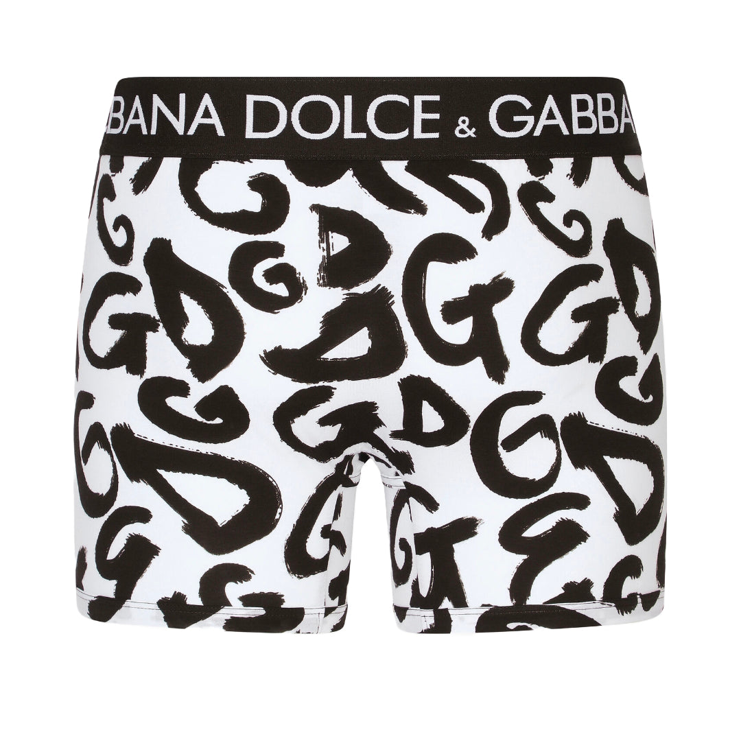 DOLCE & GABBANA LONG -LEG WITH DG PRINT WHITE/BLACK
