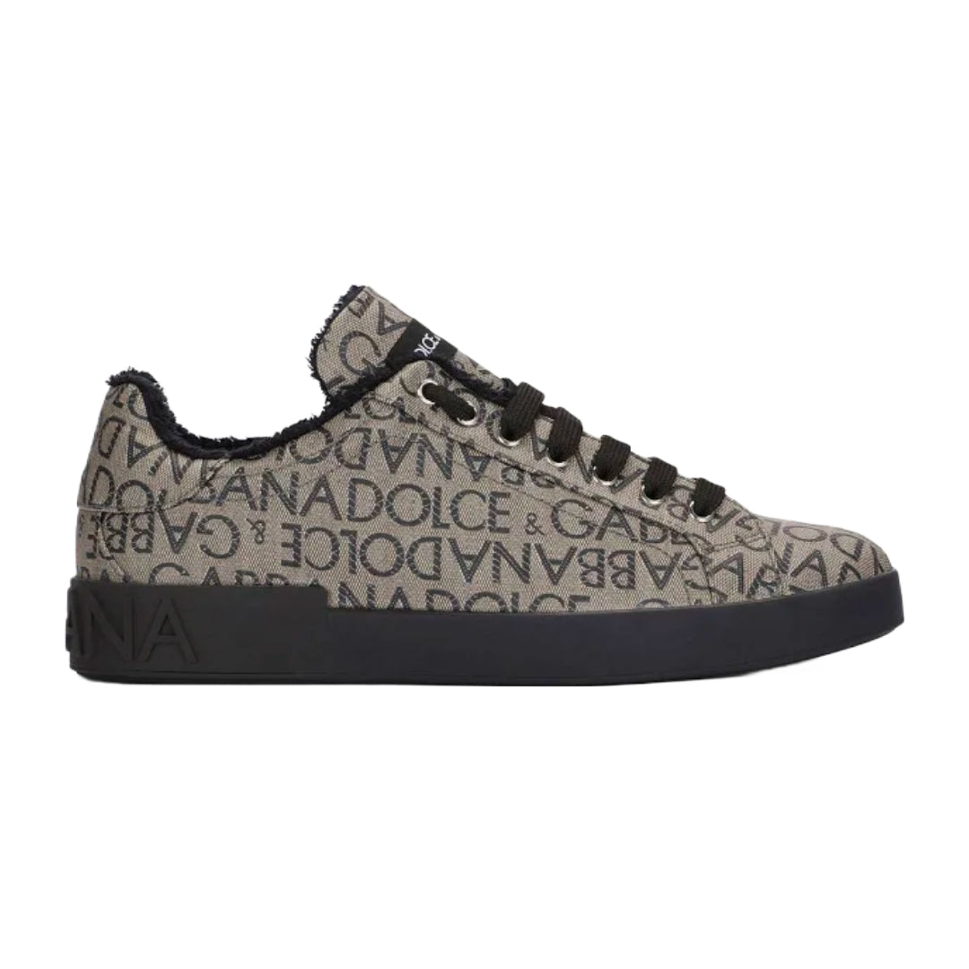 DOLCE & GABBANA PORTOFINO SNEAKER LOGO PRINT BROWN/BLACK