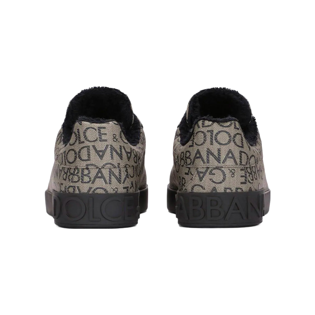 DOLCE & GABBANA PORTOFINO SNEAKER LOGO PRINT BROWN/BLACK