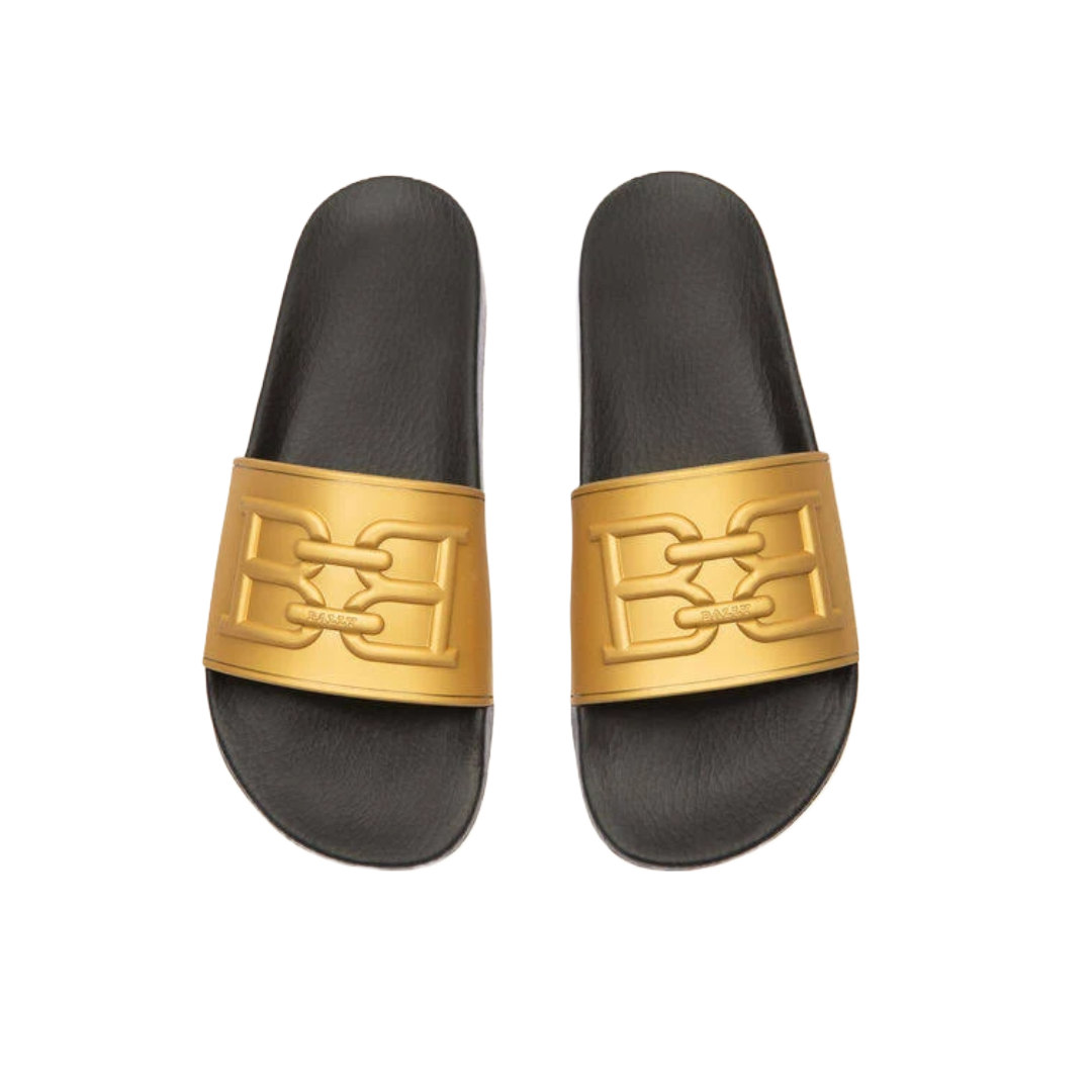 BALLY SCOTTY MENS RUBBER SANDALS IN GOLD display picture 3