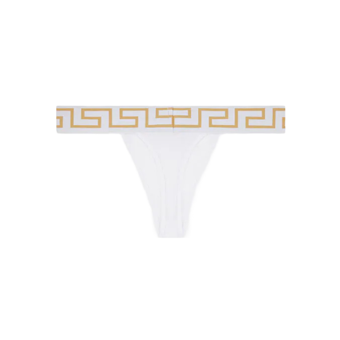 VERSACE GRECA BORDER THONG WHITE/GOLD