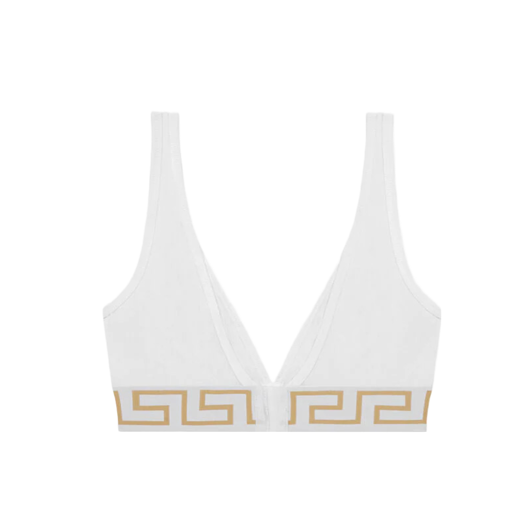 VERSACE GRECA BORDER BRALETTE WHITE/GOLD