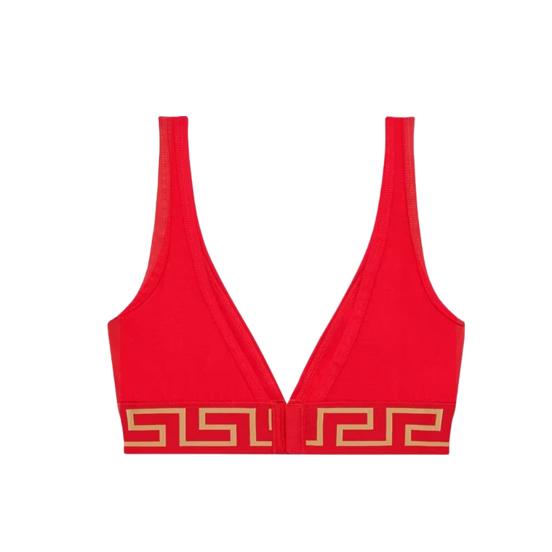 VERSACE GRECA BORDER BRALETTE RED/GOLD