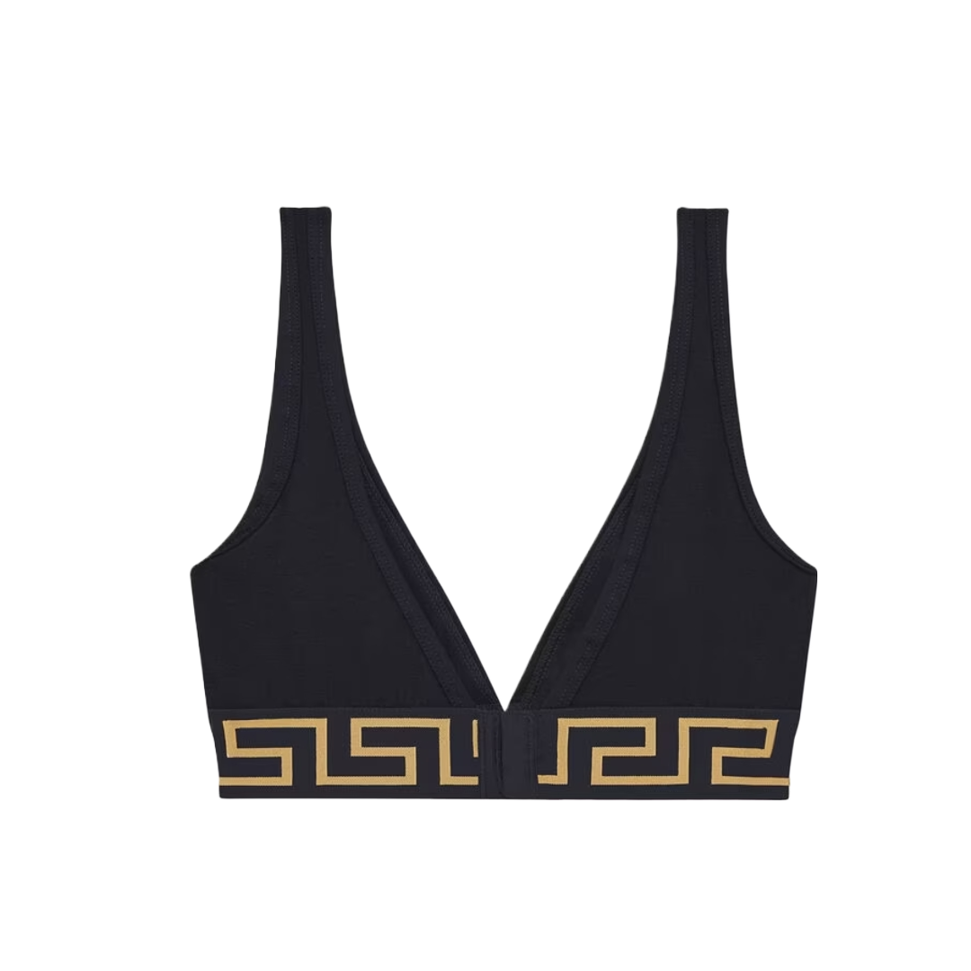 VERSACE GRECA BORDER TRIANGLE BRALETTE BLACK/GOLD