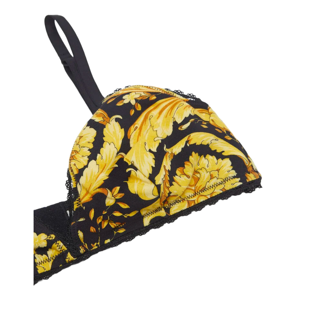 VERSACE BAROCCO PRINT BRALETTE BLACK/GOLD