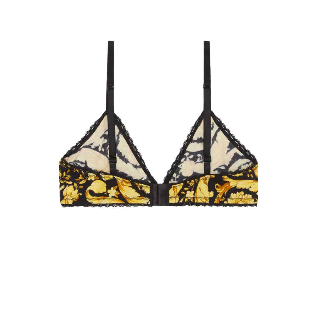 VERSACE BAROCCO PRINT BRALETTE BLACK/GOLD