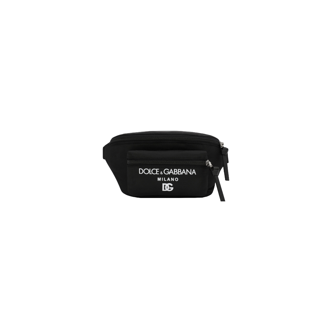 DOLCE & GABBANA KIDS NYLON BELT BAG WITH DOLCE&GABBANA MILANO PRINT