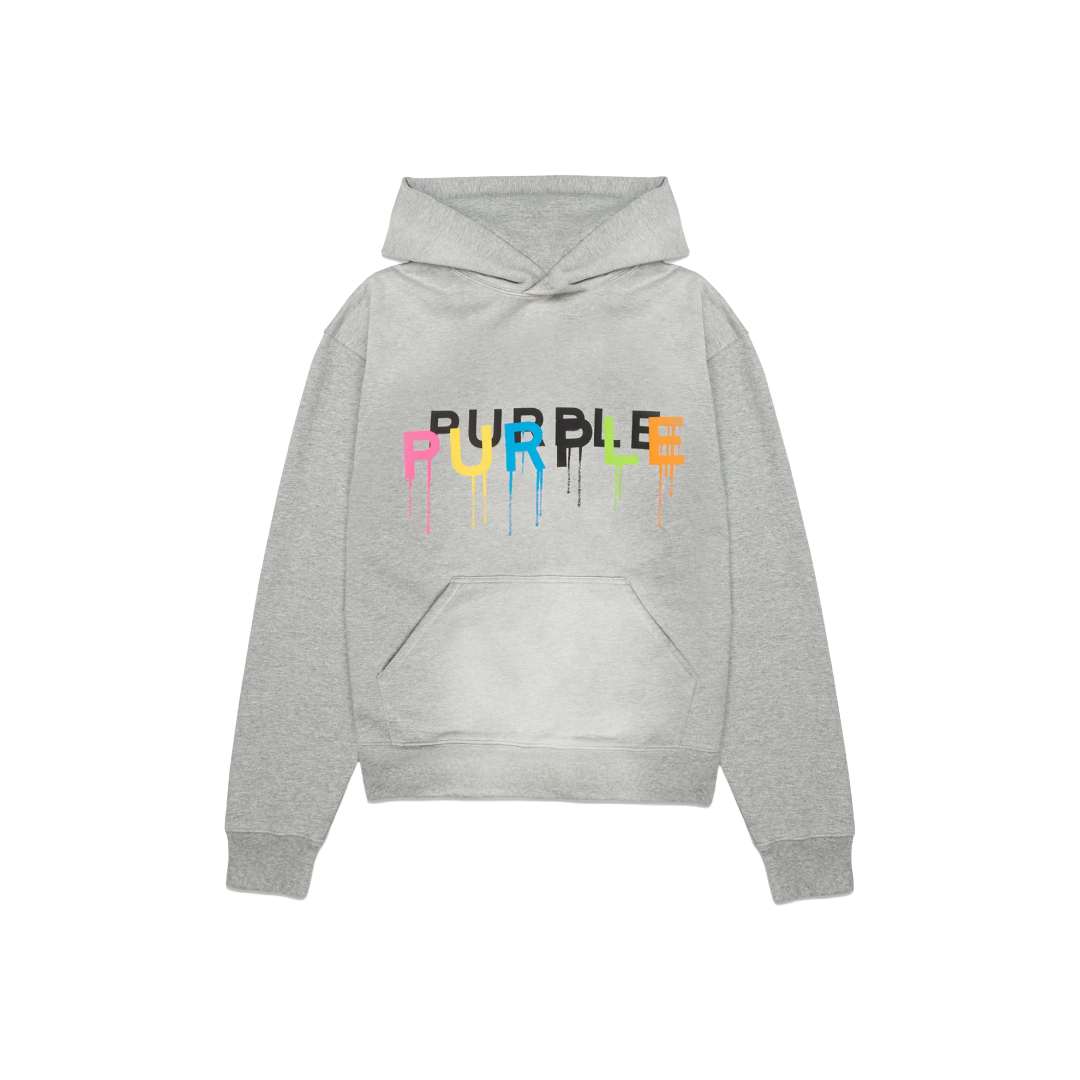 PURPLE BRAND PAINTED WORDMARK HOODIE GREY