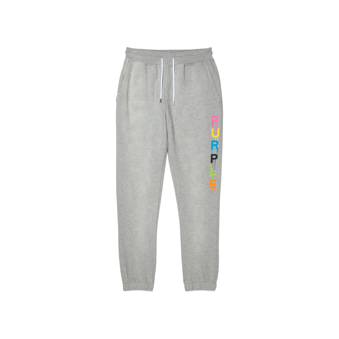 PURPLE BRAND WORDMARK DRIP SWEATPANTS GREY