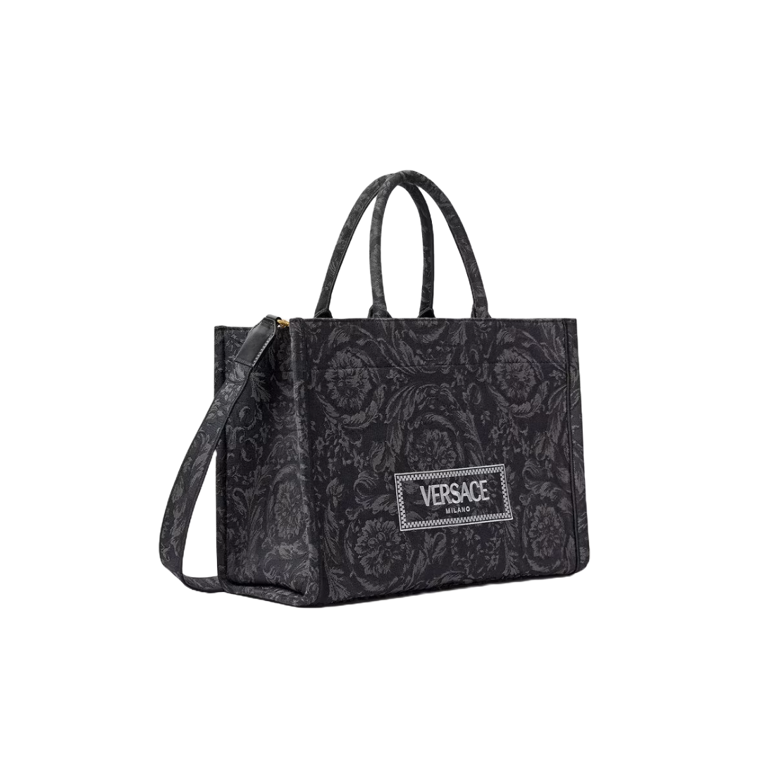 VERSACE BAROCCO ATHENA TOTE BAG BLACK PRINT