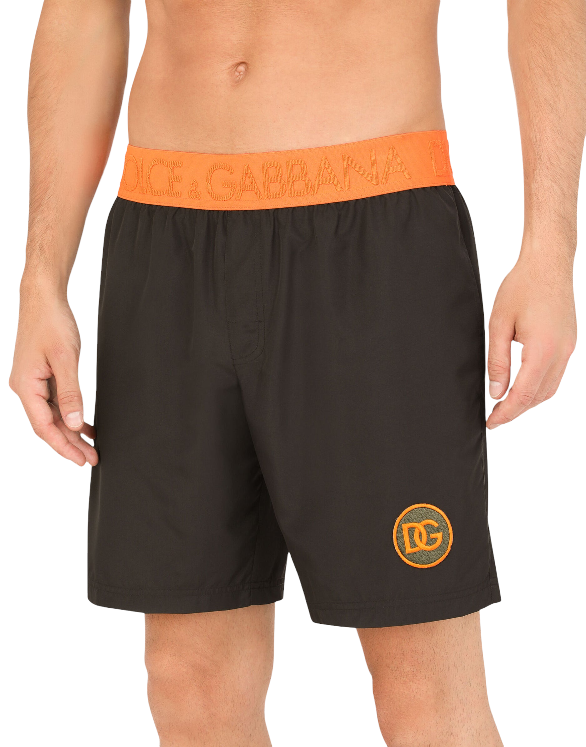 DOLCE&GABBANA Mid-length swim trunks with patch