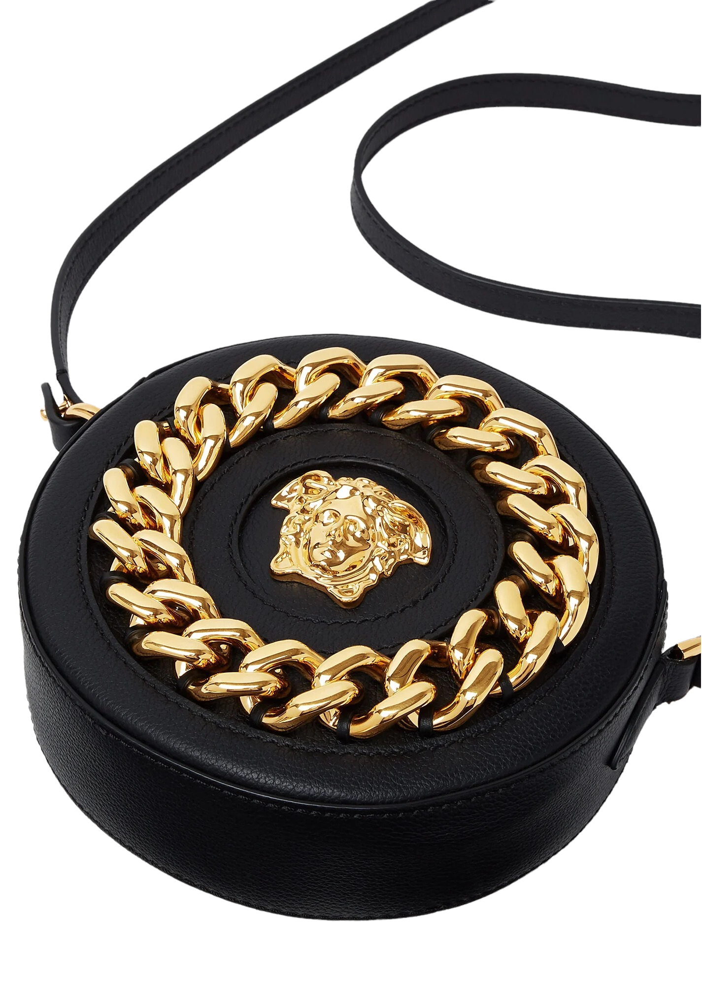 VERSACE DISCO BAG CALF LEATHER BAG BLACK/GOLD