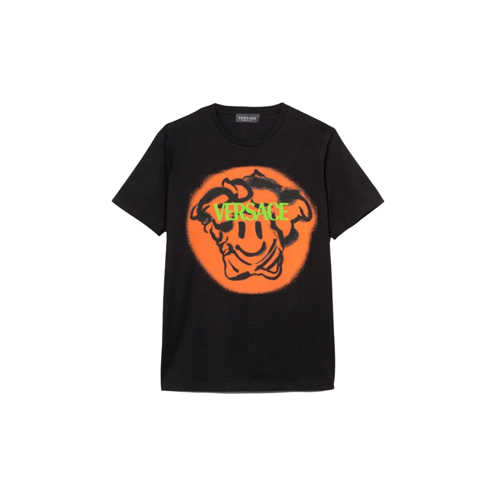 VERSACE KIDS MEDUSA EMOJI T-SHIRT BLACK-ORANGE