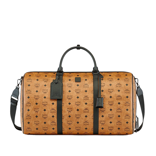 MCM Cognac Visetos Coated Canvas Stark Weekender Duffel Bag MCM