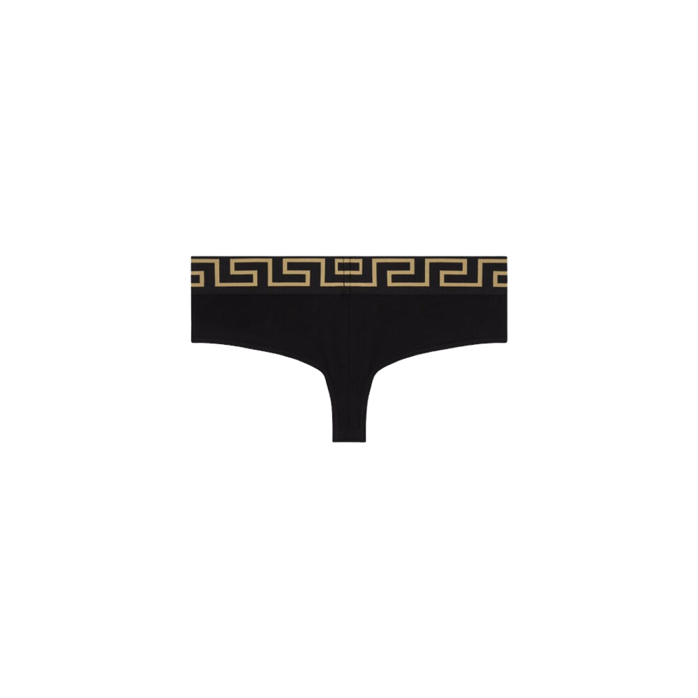 VERSACE GRECA BORDER THONG BLACK-GOLD