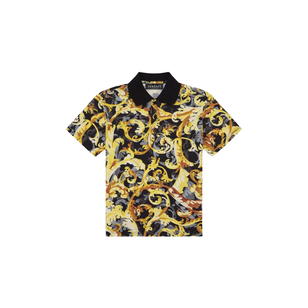 VERSACE KIDS BAROCCOFLAGE PRINT POLO T-SHIRT