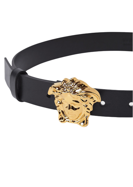 La Medusa Leather Belt in Black - Versace Kids