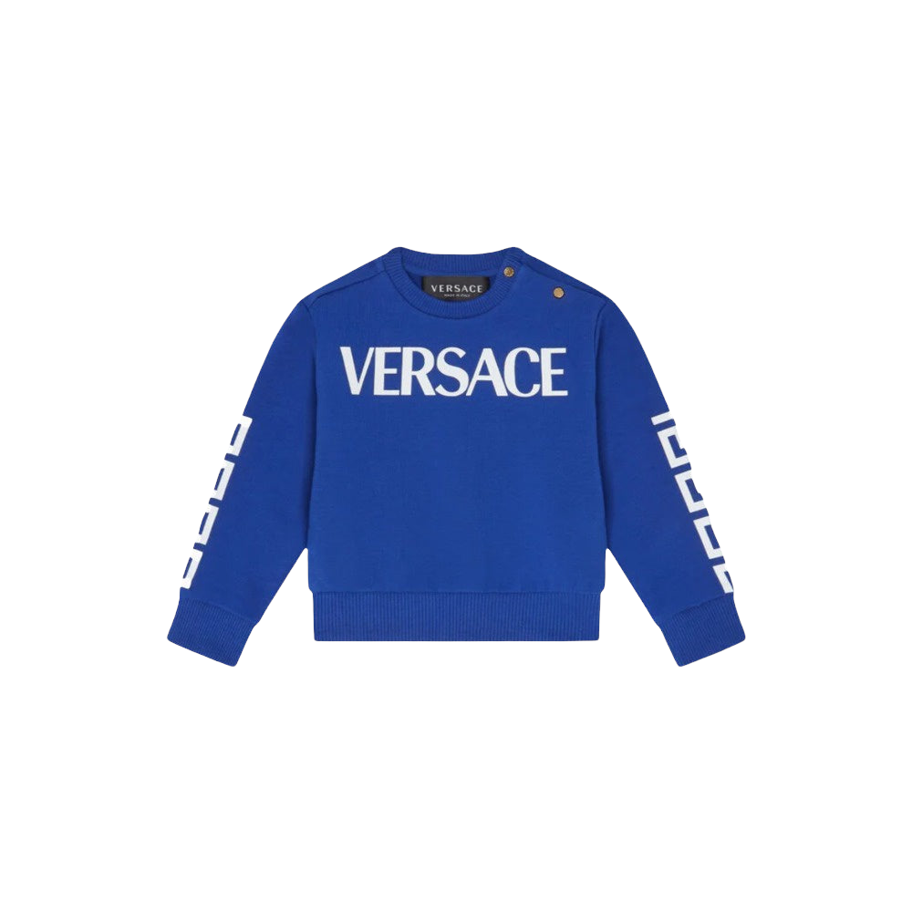 VERSACE KIDS LOGO SWEATSHIRT BLUE-WHT