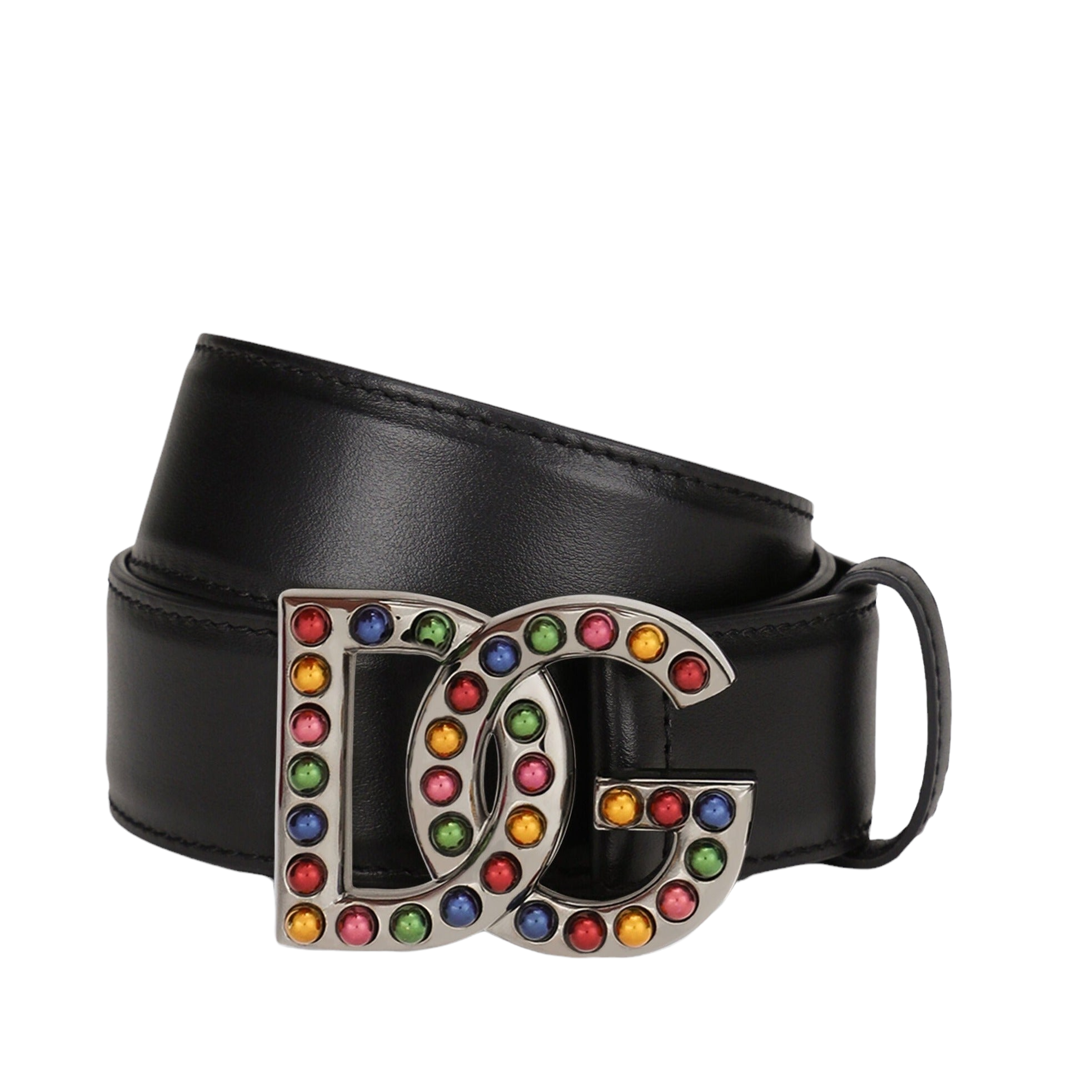 DOLCE&GABBANA BEJEWELED BUCKLE BELT NERO