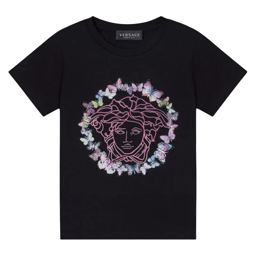 VERSACE BUTTERFLY MEDUSA T-SHIRT BLACK-MULTICOLOR