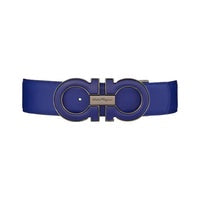 SALVATORE FERRAGAMO REVERSIBLE AND ADJUSTABLE GANCINI BELT BLUE/BLACK