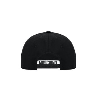 MOSCHINO HOLOGRAPHIC LOGO CANVAS HAT BLACK