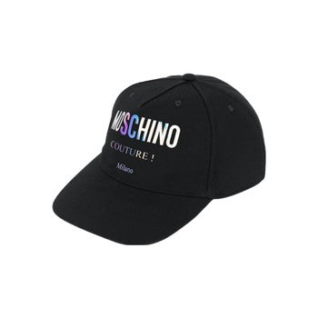 MOSCHINO HOLOGRAPHIC LOGO CANVAS HAT BLACK