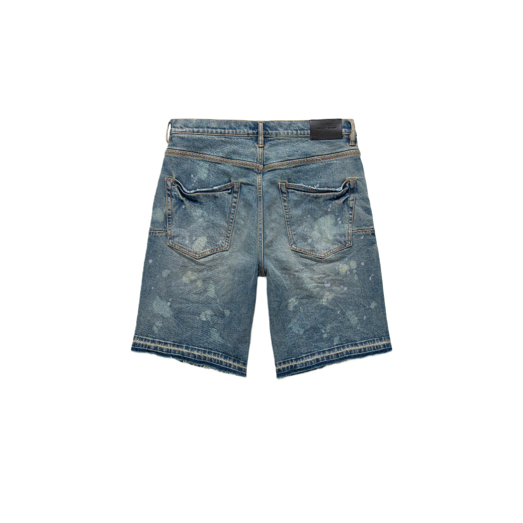 PURPLE MID INDIGO ACID BLEACH RELAXED SHORTS223