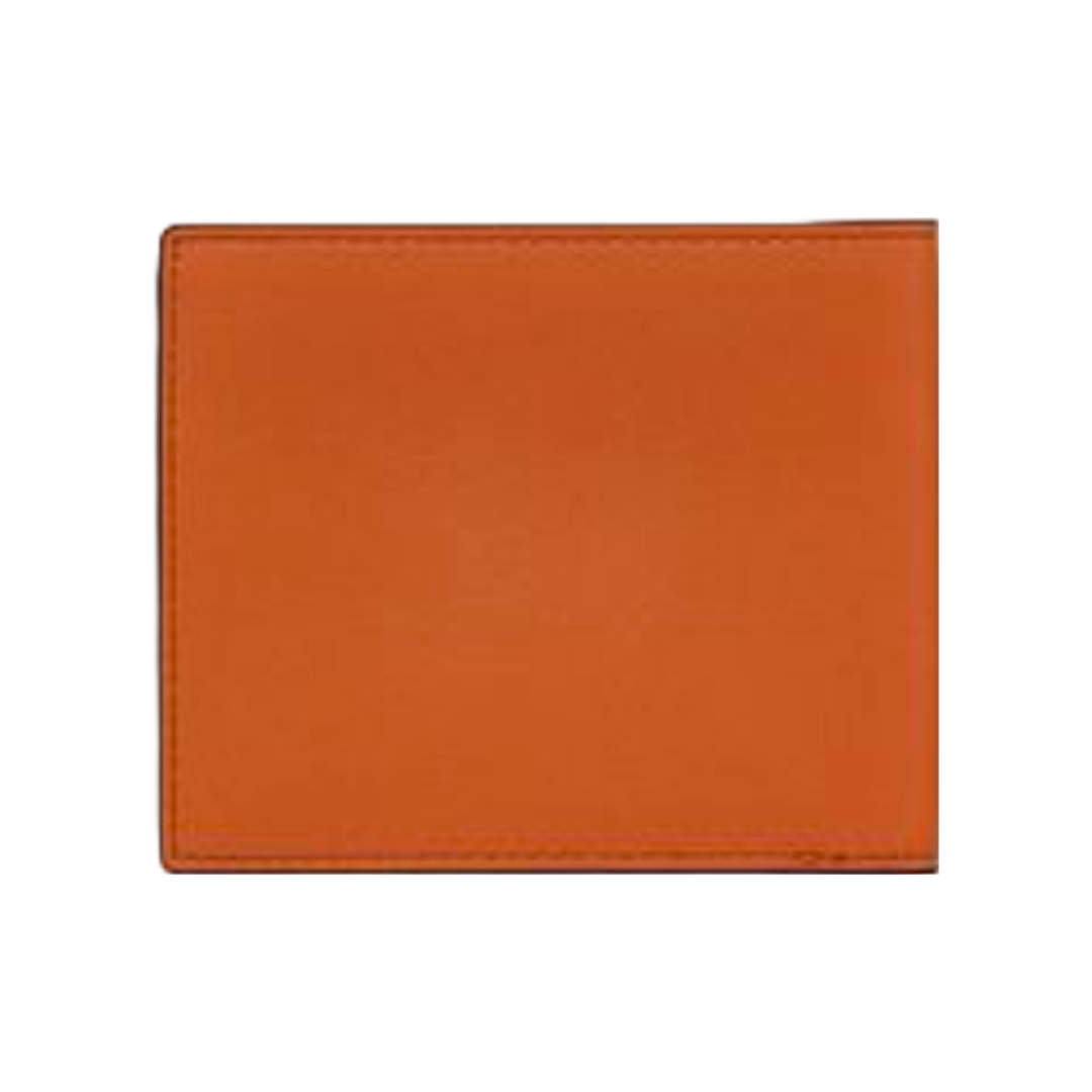 MCM SMALL BI-FOLD WALLET AREN LEATHER BIG LOGO COGNAC