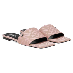 VERSACE WOMENS ALLOVER FLAT SANDALS PINK/BEIGE