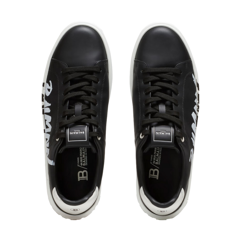 BALMAIN B-COURT PRINTED LEATHER TRAINERS