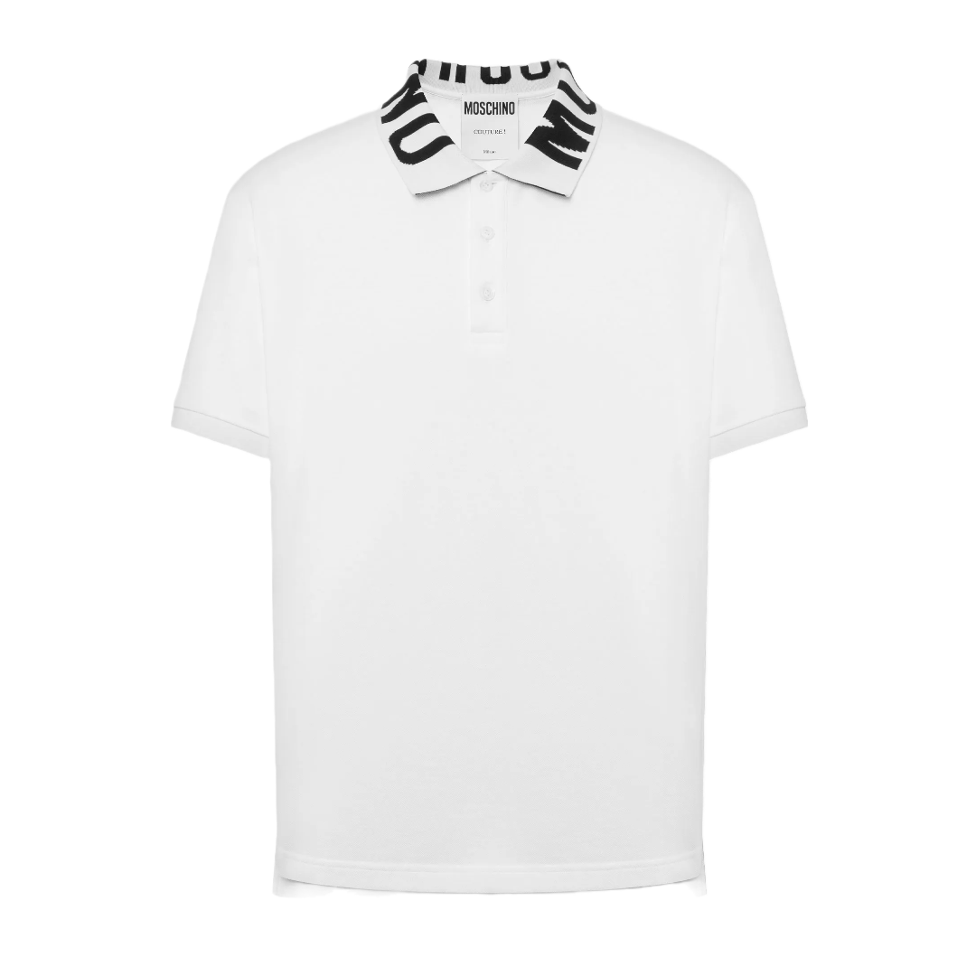 MOSCHINO PIQUE POLO SHIRT WITH LOGO COLLAR