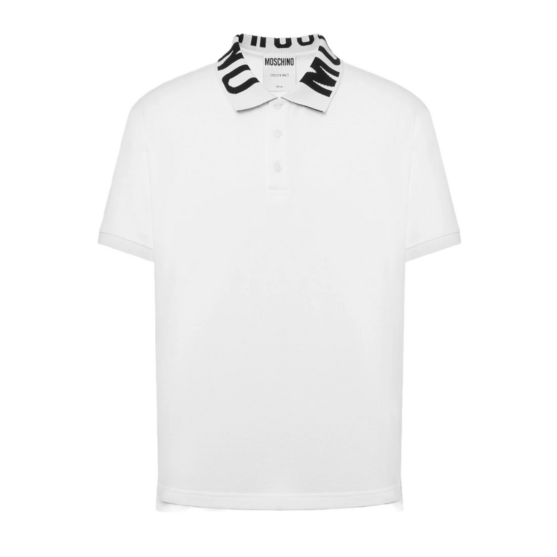 MOSCHINO PIQUE POLO SHIRT WITH LOGO COLLAR