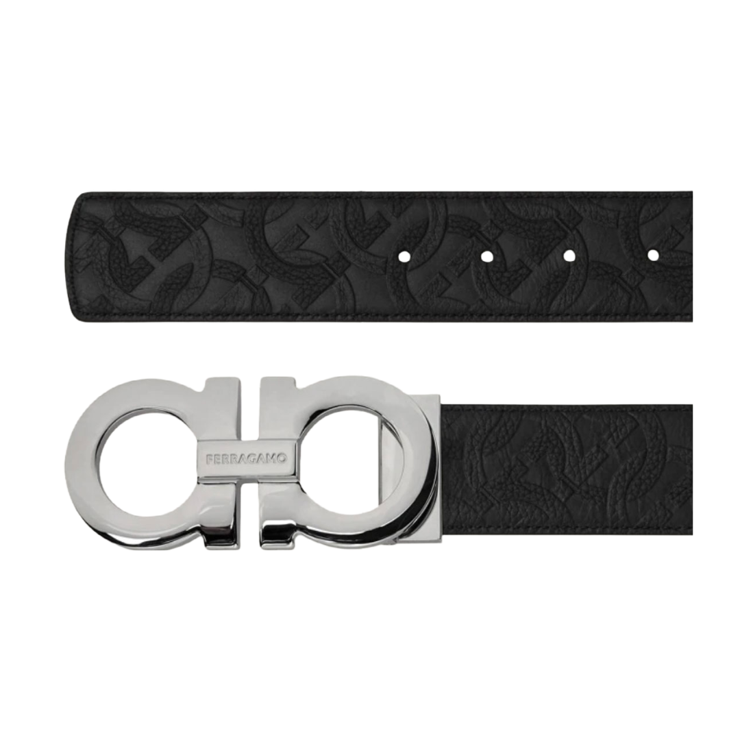 FERRAGAMO REVERSIBLE AND ADJUSTABLE GANCINI BELT NAVY